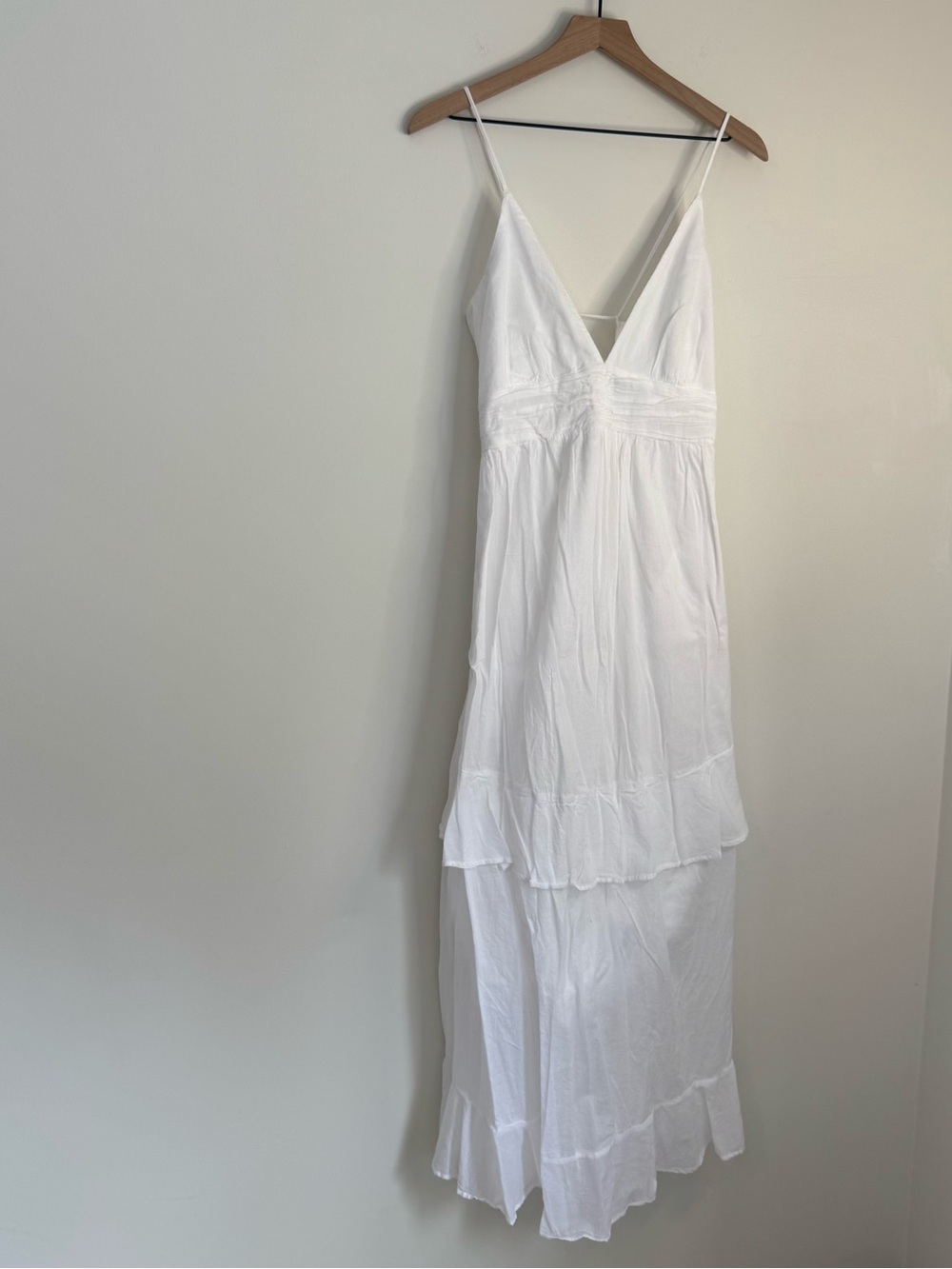 Abercrombie White 100% Cotton Sleeveless Ruffle Dress Size Large Tall Backless